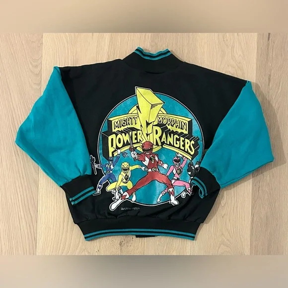 Vintage 1994 Mighty Morphin Power Rangers Double Sided Snap Bomber Jacket - Picture 2 of 4